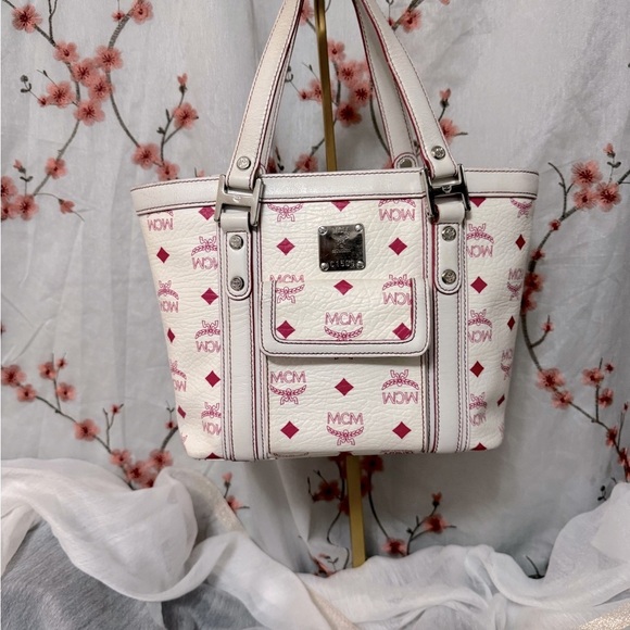 MCM White and pink Patterned Tote Bag - Picture 1 of 16